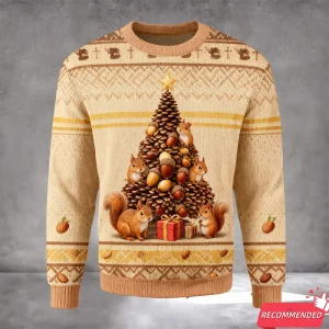 2026 Funny Gingerbread Man Graphic Ugly Christmas Sweater For Men Clothing Cartoon Squirrel Sweatshirt Holiday Funny Xmas Jumper